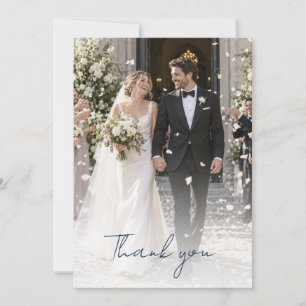 Carte De Remerciements Rose Bleu Poussiéreux Mariage Naval Floral Photo
