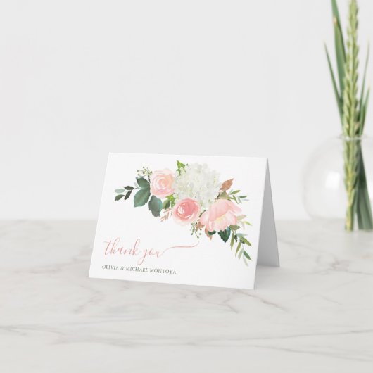 Carte de remerciements Rose Blush (Devant)