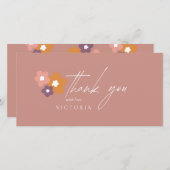 Carte De Remerciements Rose Boho moderne élégant Script Floral (Devant / Derrière)