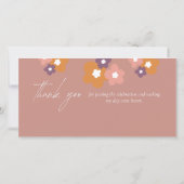 Carte De Remerciements Rose Boho moderne élégant Script Floral (Dos)