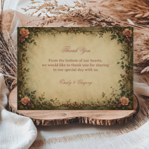 Carte De Remerciements Rose Botanique Vintage