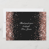 Carte De Remerciements Rose brillant Parties scintillant or noir (Dos)