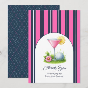 Carte De Remerciements Rose Chaud, Nuit et Blanc Prépa Soirée de Golf Mar