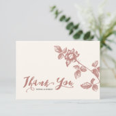 Carte De Remerciements Rose chaud rustique Whimsical Mariage floral (Debout devant)