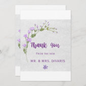 Carte De Remerciements Rose coloré (Devant / Derrière)