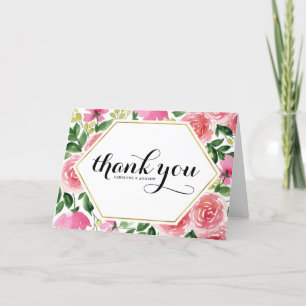 Carte De Remerciements Rose couleur rose Mariage Floral