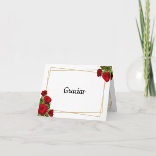 Carte De Remerciements Rose Cramoisie Élégante Mariage Espagnol