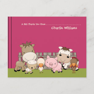 Carte de remerciements rose d'amis de basse-cour