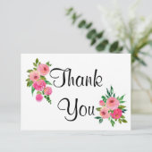 Carte de remerciements rose d'aquarelle (Debout devant)