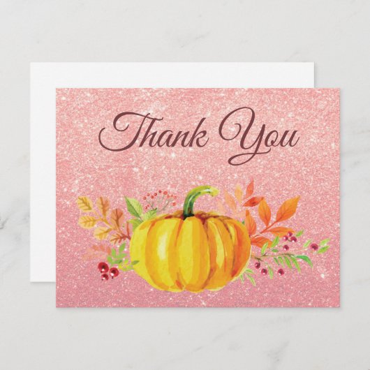 Carte de remerciements rose d'automne de (Devant / Derrière)