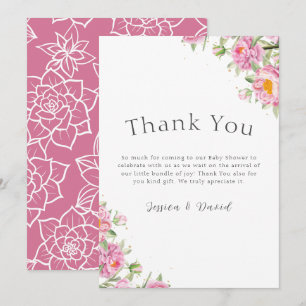 Carte De Remerciements Rose de Baby shower exotique