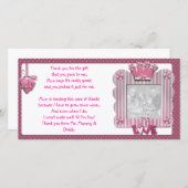 Carte de remerciements rose de cadre de (Devant / Derrière)