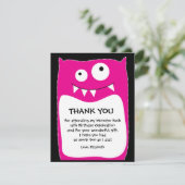 Carte de remerciements rose de coup de monstre (Debout devant)