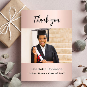 Carte De Remerciements Rose de diplôme en or blush photo