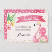 Carte de remerciements rose de Flamant rose (Devant / Derrière)