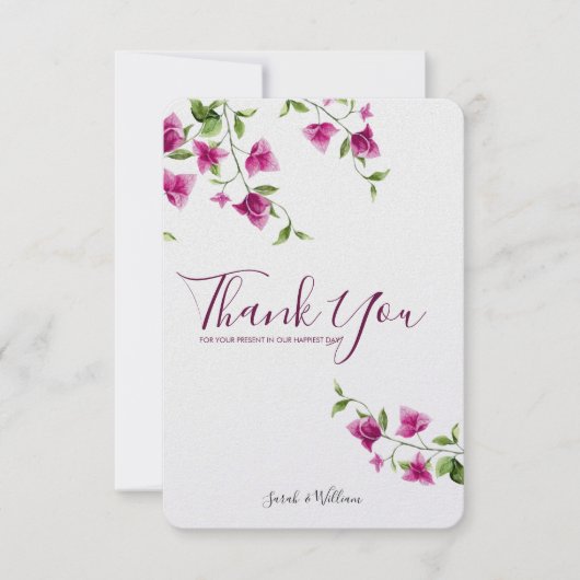 Carte de remerciements rose de fleur de (Devant)