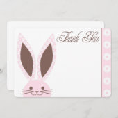Carte de remerciements rose de lapin (Devant / Derrière)