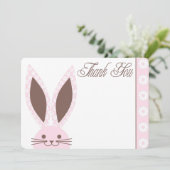 Carte de remerciements rose de lapin (Debout devant)