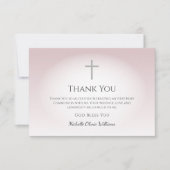 Carte De Remerciements Rose de première communion simple Croix Gold (Devant)