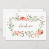 Carte de remerciements Rose de thé (Devant / Derrière)