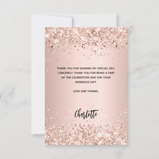 Carte De Remerciements Rose diplômé en or photo confetti (Dos)