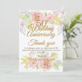 Carte De Remerciements rose du 50e anniversaire de Mariage (Debout devant)