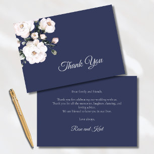 Carte De Remerciements Rose élégant Blanc Floral violet Mariage