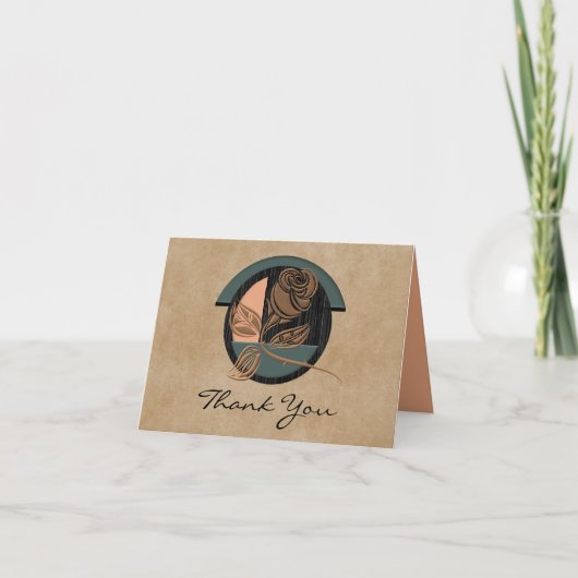 Carte de remerciements Rose en cuivre Zen (Devant)