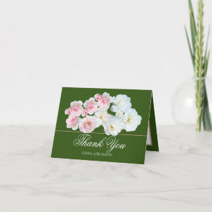 Carte De Remerciements Rose et clématite rose blanc élégant remerciement