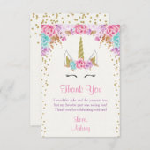 Carte de remerciements, rose et or d'anniversaire (Devant / Derrière)