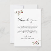 Carte De Remerciements Rose et pin Moderne calligraphie Simple Mariage (Devant)