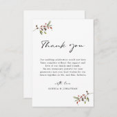 Carte De Remerciements Rose et pin Moderne calligraphie Simple Mariage (Devant / Derrière)