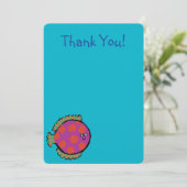 Carte De Remerciements Rose et poissons à pois oranges (Debout devant)