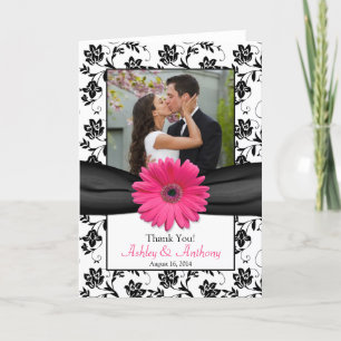 Carte De Remerciements Rose Fleur Noire Blanche Mariage Remerciements