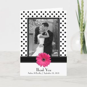 Carte De Remerciements Rose Fleur Noire Blanche Points de Mariage Remerci