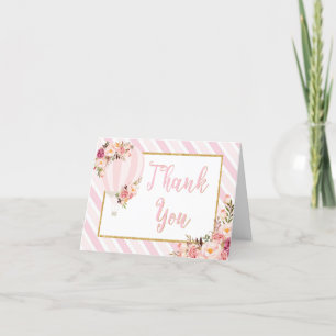 Carte de remerciements rose Floral à air chaud