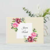 Carte De Remerciements rose floral avec feuille simple rustique moderne m (Debout devant)