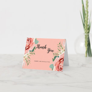 Carte De Remerciements Rose Floral Élégant Fleurs modernes Mariage