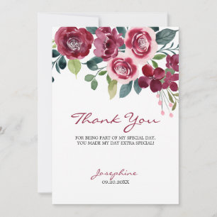 Carte De Remerciements Rose Florale Botanique Rose Magenta Rose