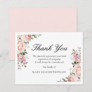 Carte De Remerciements Rose Florale Rose Rustique Funéraire