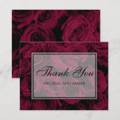 Carte De Remerciements Rose foncé magenta rouge bordeaux (Devant / Derrière)