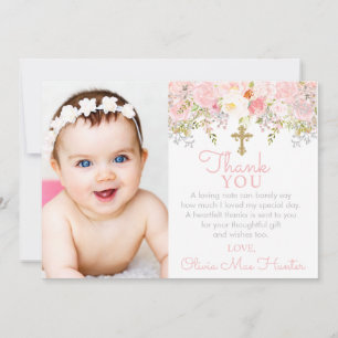 Carte De Remerciements Rose Garden Girl Baptism Photo