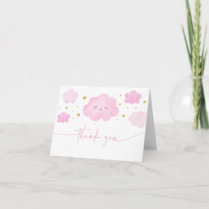 Carte De Remerciements Rose Girl Cloud Stars Baby Sprinkl