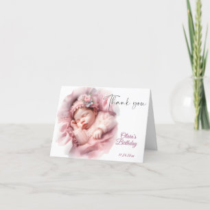Carte De Remerciements Rose Girl Rainbow Star Anniversaire