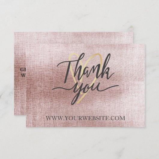 Carte de remerciements rose Gold (Devant / Derrière)