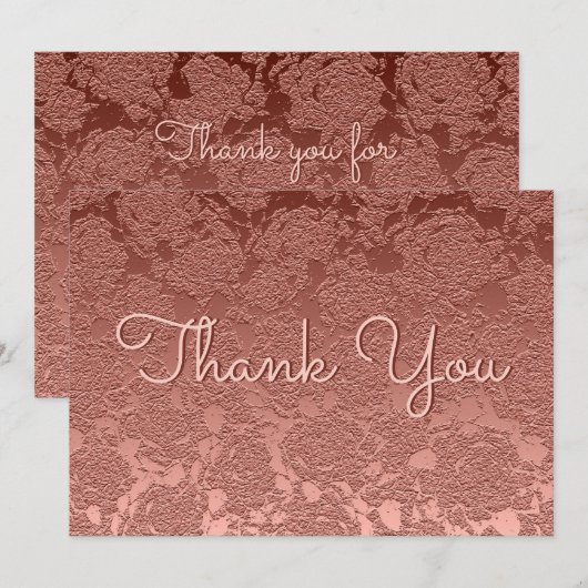 Carte De Remerciements Rose Gold Beau Script Moderne Élégant Floral (Devant / Derrière)