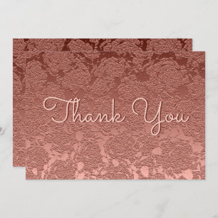 Carte De Remerciements Rose Gold Beau Script Moderne Élégant Floral