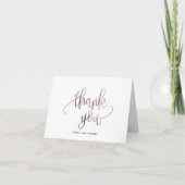 Carte De Remerciements Rose Gold Black Script Typographie Mariage (Devant)
