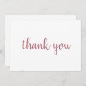 Carte De Remerciements Rose Gold Blanc Élégant Moderne Écriture Manuscrit (Devant / Derrière)