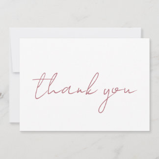 Carte De Remerciements Rose Gold Blanc Élégant Moderne Écriture Simple